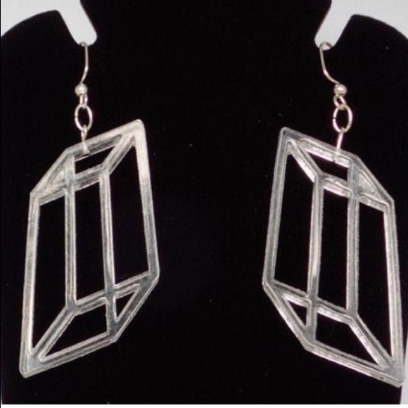 Transparent Prism Earrings - Triclinic Lucite - Picture 5 of 7